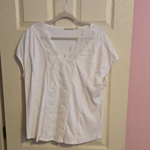 Soft Surroundings White Crochet Lace Panel Blouse